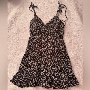 SHEIN - Black Floral Tie-Strap Dress - size XS